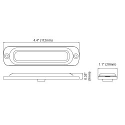 Supplerende blink, Gul, 6 LED, 12/24 V, ECE R65, Vandret montering, 5 meter ADR ledning
