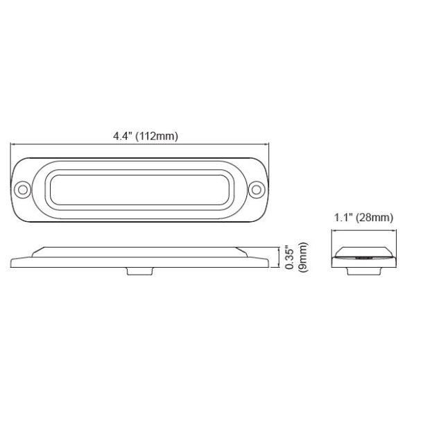 Supplerende blink, Gul, 6 LED, 12/24 V, ECE R65, Vandret montering, 5 meter ADR ledning